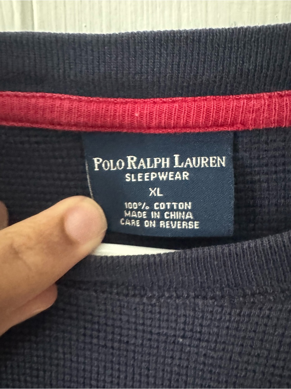 Polo Ralph Lauren Navy Waffle Knit Long Sleeve Shirt XL Sleepwear